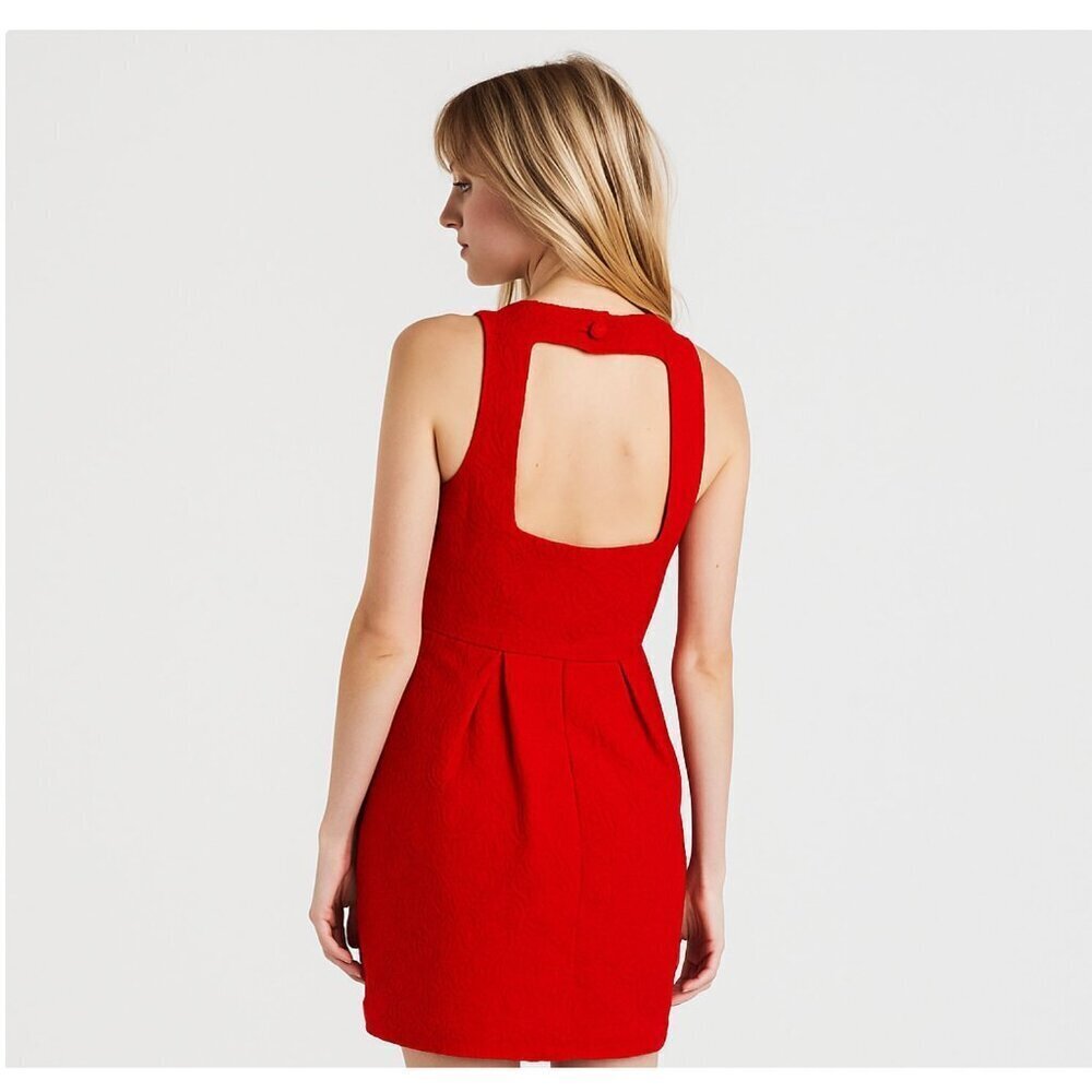 Moulinette Soeurs Red Jacquard Fit & Flare Dress Women’s Size 6 anthropologie - Picture 3 of 11